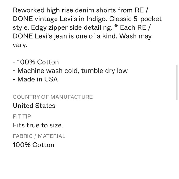 RE/DONE X LEVI'S Side Zip Short - Picture 7 of 7
